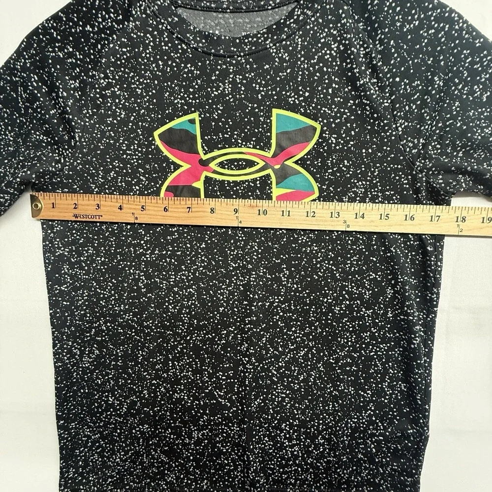 Under Armour Youth‎ Large Black Speckled Logo Tee Athletic Short Sleeve